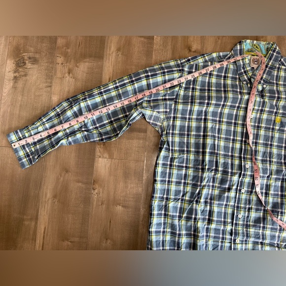 Cinch Button Down Long Sleeve Shirt Men Large Blue Check Western Paisley Plaid - Picture 8 of 8